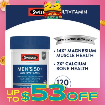 SWISSE Men's 50+ Ultivite Multivitamin Tablet (For Healthy Muscle Function & Cognitive Health) 120s