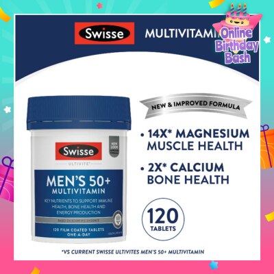 SWISSE Men's 50+ Ultivite Multivitamin Tablet (For Healthy Muscle Function & Cognitive Health) 120s
