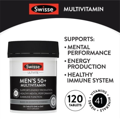 SWISSE Men's 50+ Ultivite Multivitamin Tablet (For Healthy Muscle Function & Cognitive Health) 120s