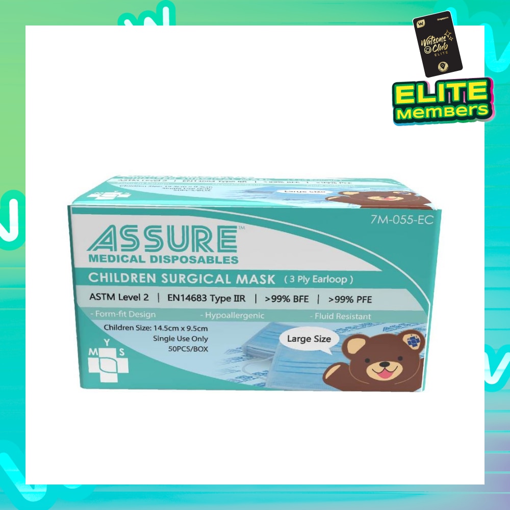 3ply Surgical Disposable Face Mask Earloop For Children/Kids (BFE >99% + PFE >99%) 50s