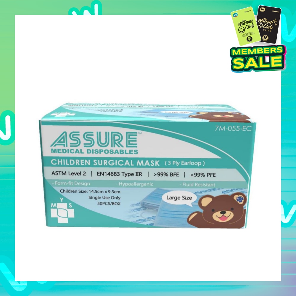 3ply Surgical Disposable Face Mask Earloop For Children/Kids (BFE >99% + PFE >99%) 50s