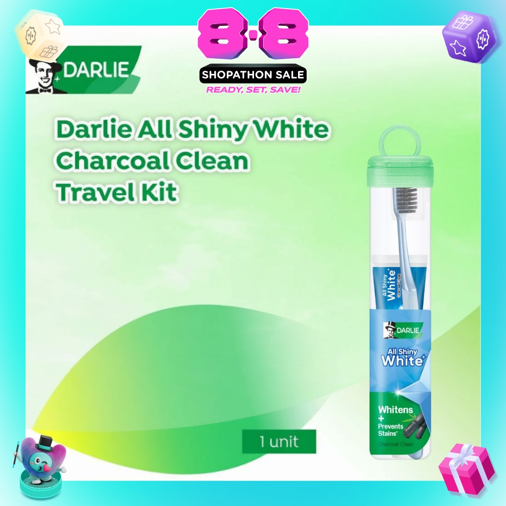 All Shiny Charcoal Clean Whitening Toothpaste Travel Kit consists of All Shiny White Charcoal Clean Toothpaste 1s + Toothbrush 1s