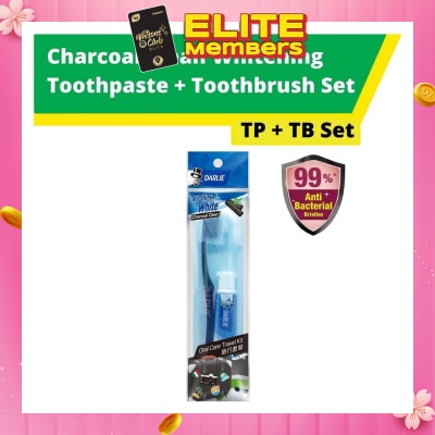 DARLIE All Shiny White Charcoal Clean Travel Kit Packset consists Charcoal Clean Whitening Toothpaste 1s + Toothbrush 1s