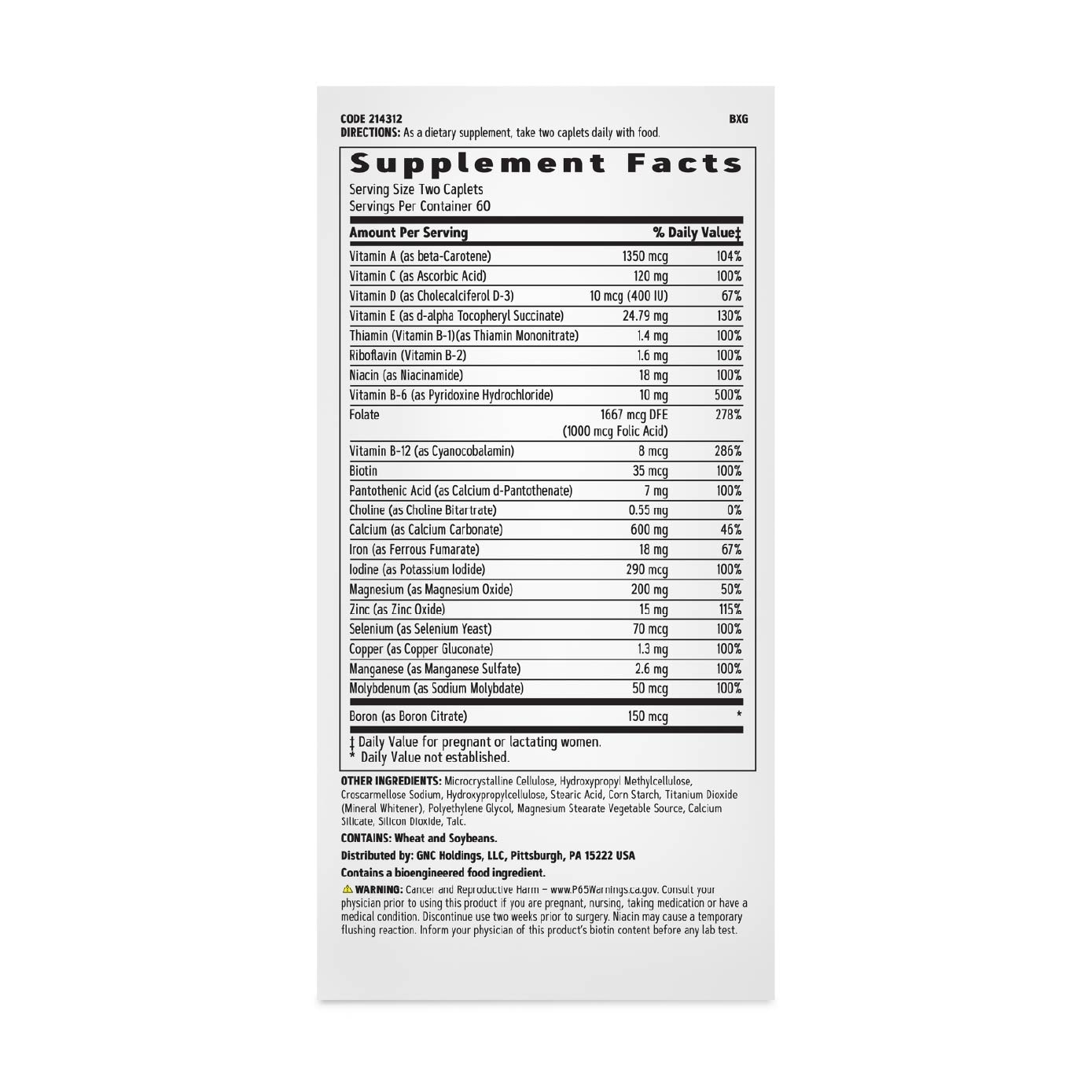 Women's Prenatal Formula with Iron Caplet 120s