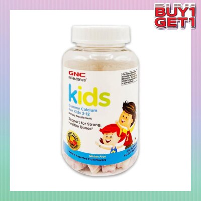 GNC Milestones® Kids 2-12 Gummy Calcium Natural Assorted Fruit Flavors 120s (Expiry: Sept`2025)