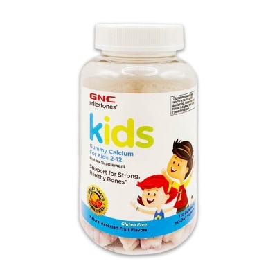 GNC Milestones® Kids 2-12 Gummy Calcium Natural Assorted Fruit Flavors 120s (Expiry: Sept`2025)