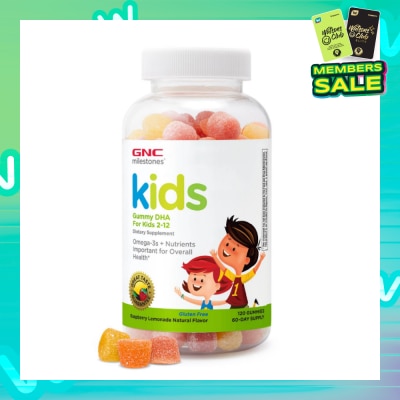 GNC Milestones® Kids Gummy DHA Kids 2-12 Raspberry Lemon 120s (Expiry: April`2026)