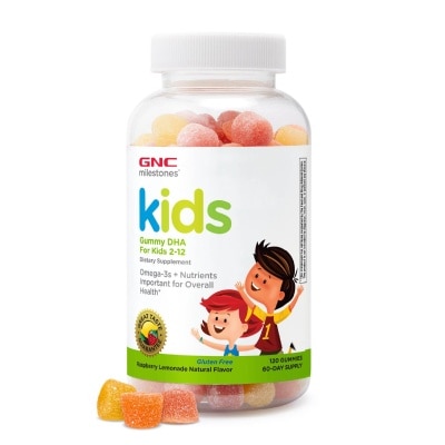 GNC Milestones® Kids Gummy DHA Kids 2-12 Raspberry Lemon 120s (Expiry: April`2026)