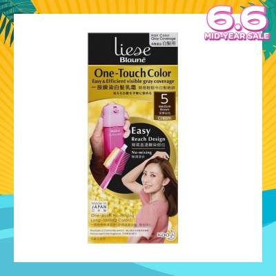 LIESE Blaune One-Touch Color Medium Brown (Visible Gray Hair Coverage) 1s
