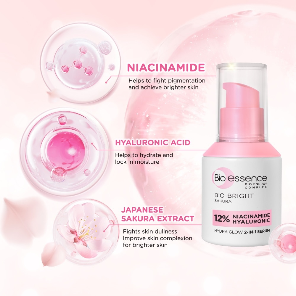 BIO ESSENCE Bio-Bright Sakura Hydra Glow 2-In-1 Serum 20ml | Face