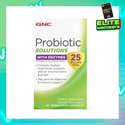 GNC Probiotic Solutions + Enzymes 25B CFUs Capsule Vegetarian 30s