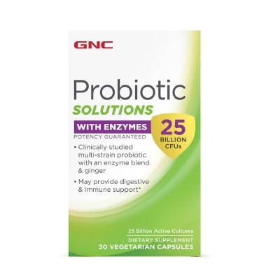 GNC Probiotic Solutions + Enzymes 25B CFUs Capsule Vegetarian 30s