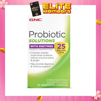 GNC Probiotic Solutions + Enzymes 25B CFUs Capsule Vegetarian 30s (Expiry: Oct`2026)