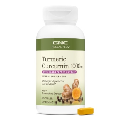GNC Herbal Plus Turmeric Curcumin 1000mg with Black Pepper Extract Vegan Caplet 60s image