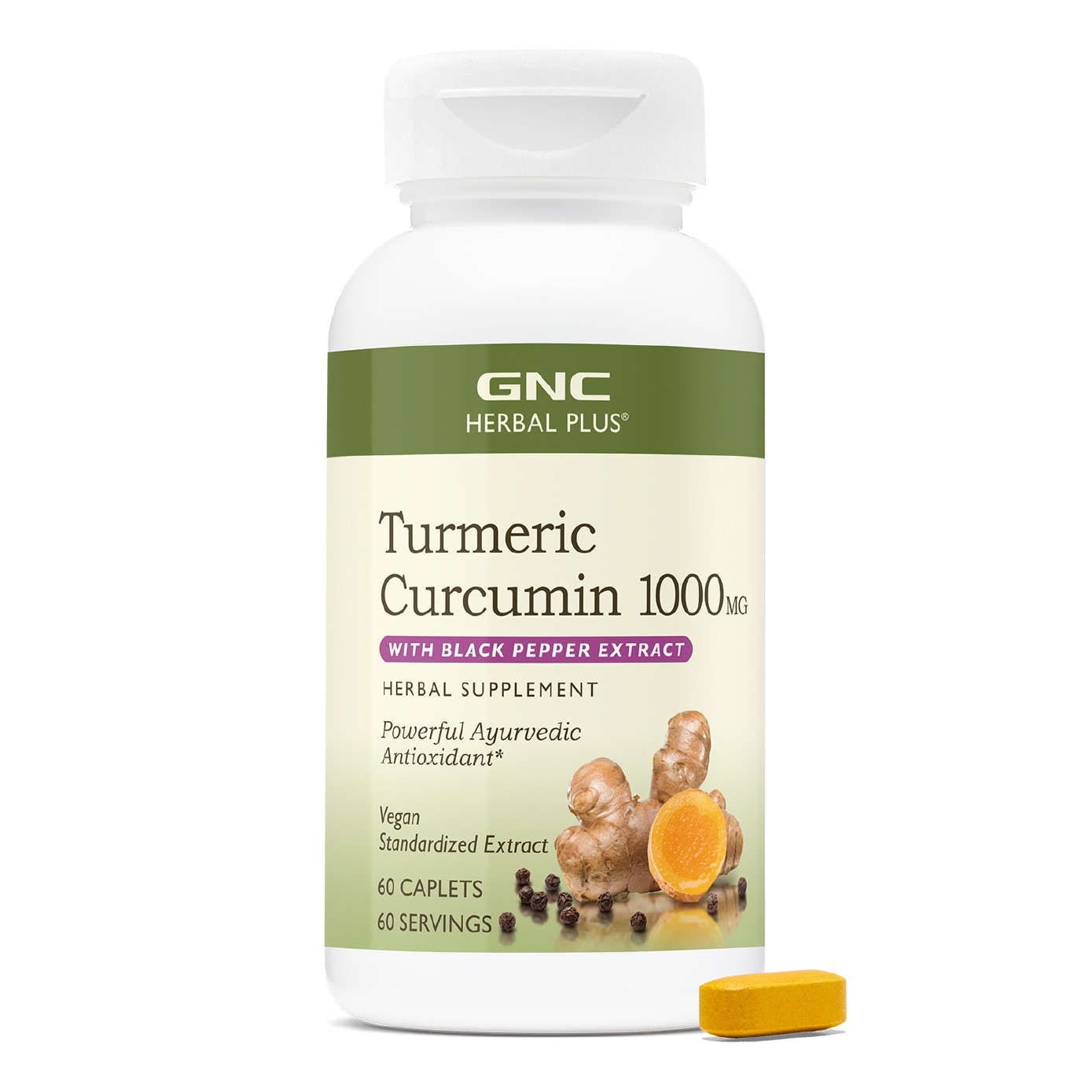 Herbal Plus Turmeric Curcumin 1000mg with Black Pepper Extract Vegan Caplet 60s image