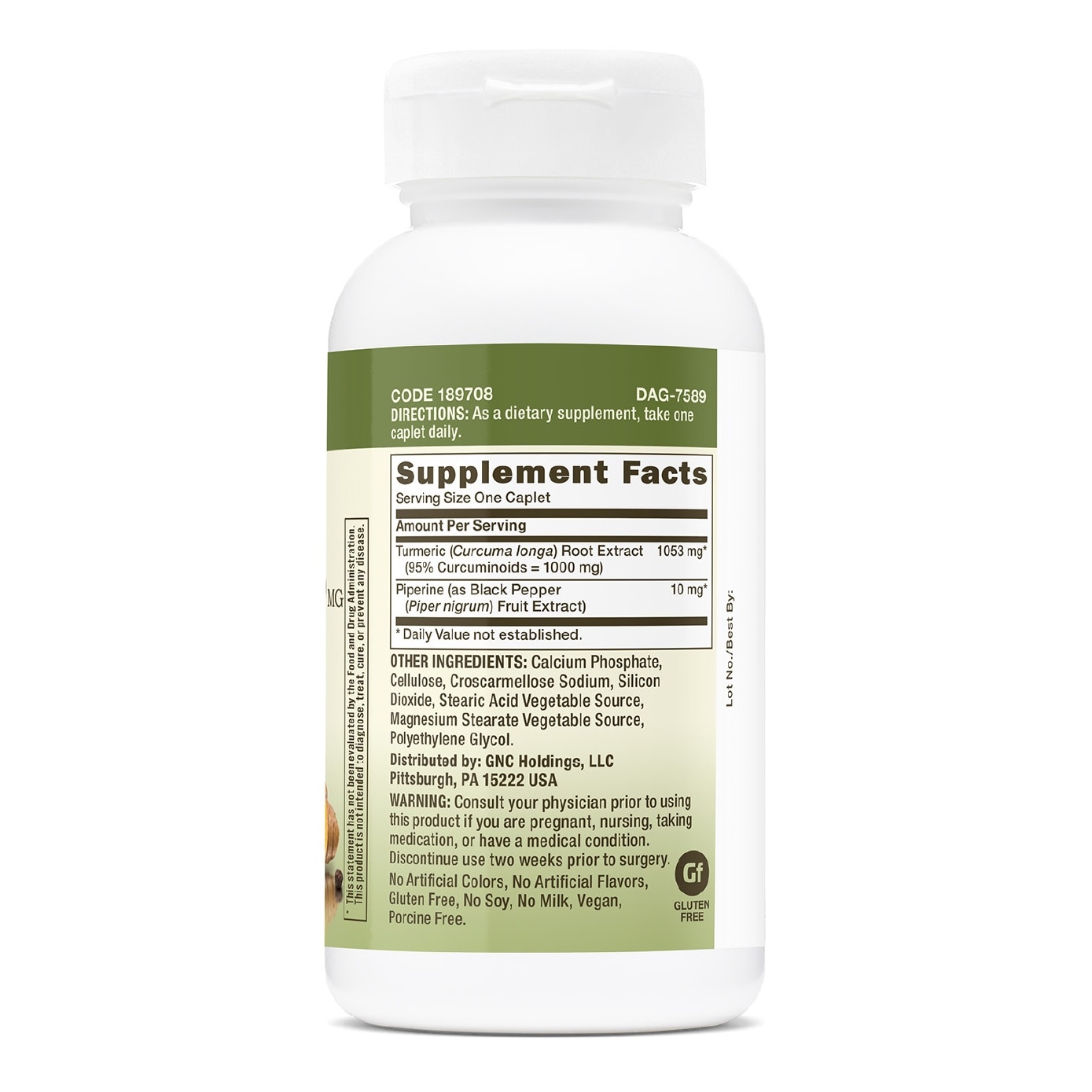 Herbal Plus Turmeric Curcumin 1000mg with Black Pepper Extract Vegan Caplet 60s image