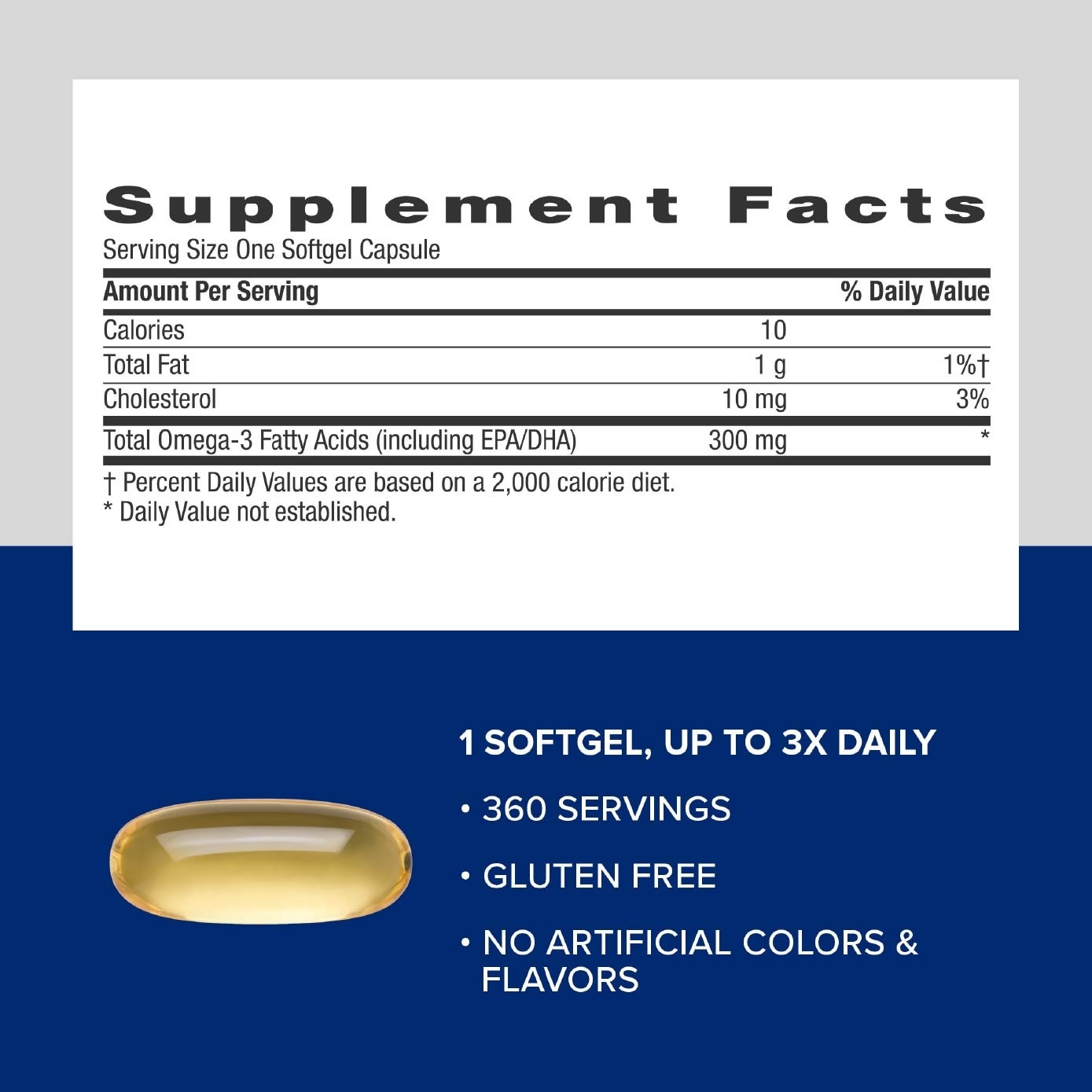 Fish Oil Omega 3 Supplement 300mg Softgel Lemon 360s