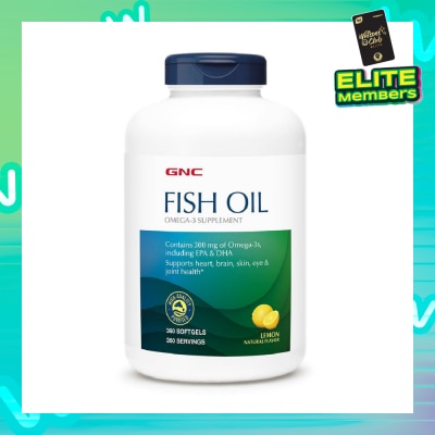 GNC Fish Oil Omega 3 Supplement 300mg Softgel Lemon 360s
