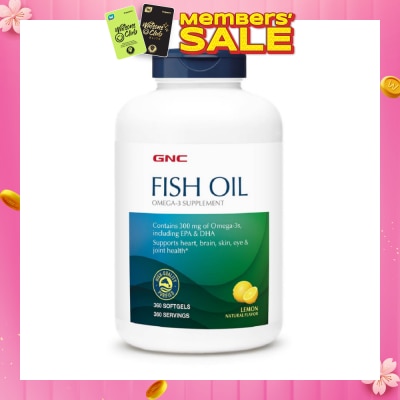 GNC Fish Oil Omega 3 Supplement 300mg Softgel Lemon 360s