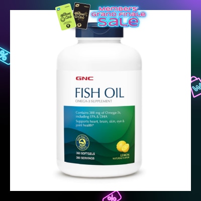 GNC Fish Oil Omega 3 Supplement 300mg Softgel Lemon 360s