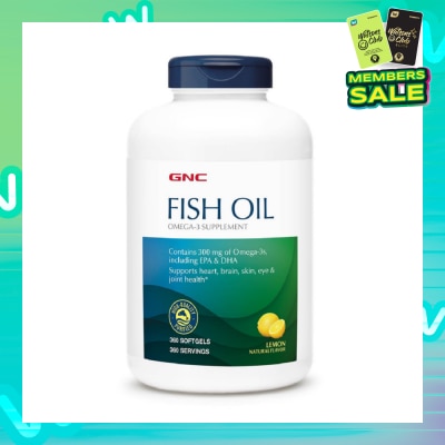 GNC Fish Oil Omega 3 Supplement 300mg Softgel Lemon 360s