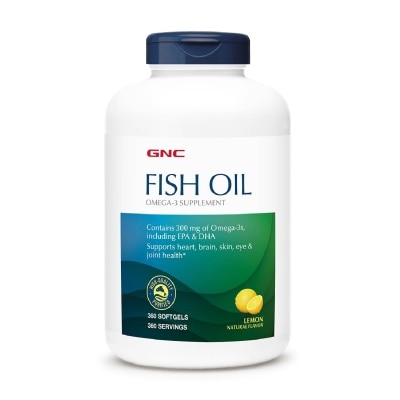 GNC Fish Oil Omega 3 Supplement 300mg Softgel Lemon 360s