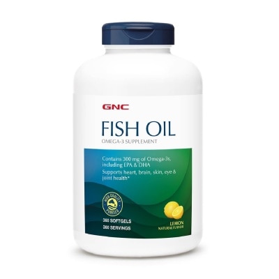 GNC Fish Oil Omega 3 Supplement 300mg Softgel Lemon 360s