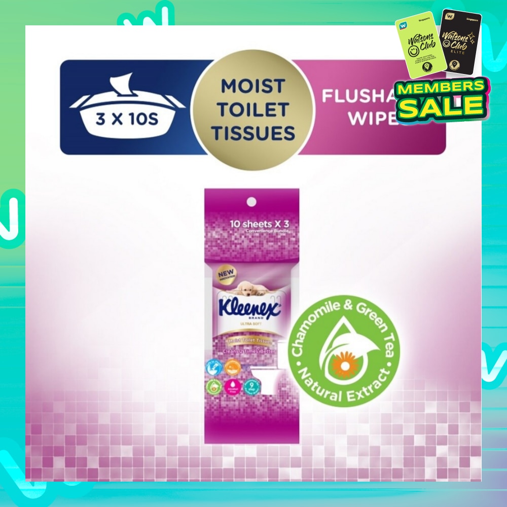 Ultra Soft Wet Toilet Tissues Flushable Wipes 10s x 3pack