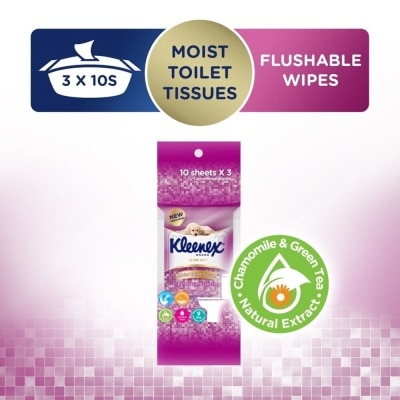 KLEENEX Ultra Soft Wet Toilet Tissues Flushable Wipes 10s x 3pack