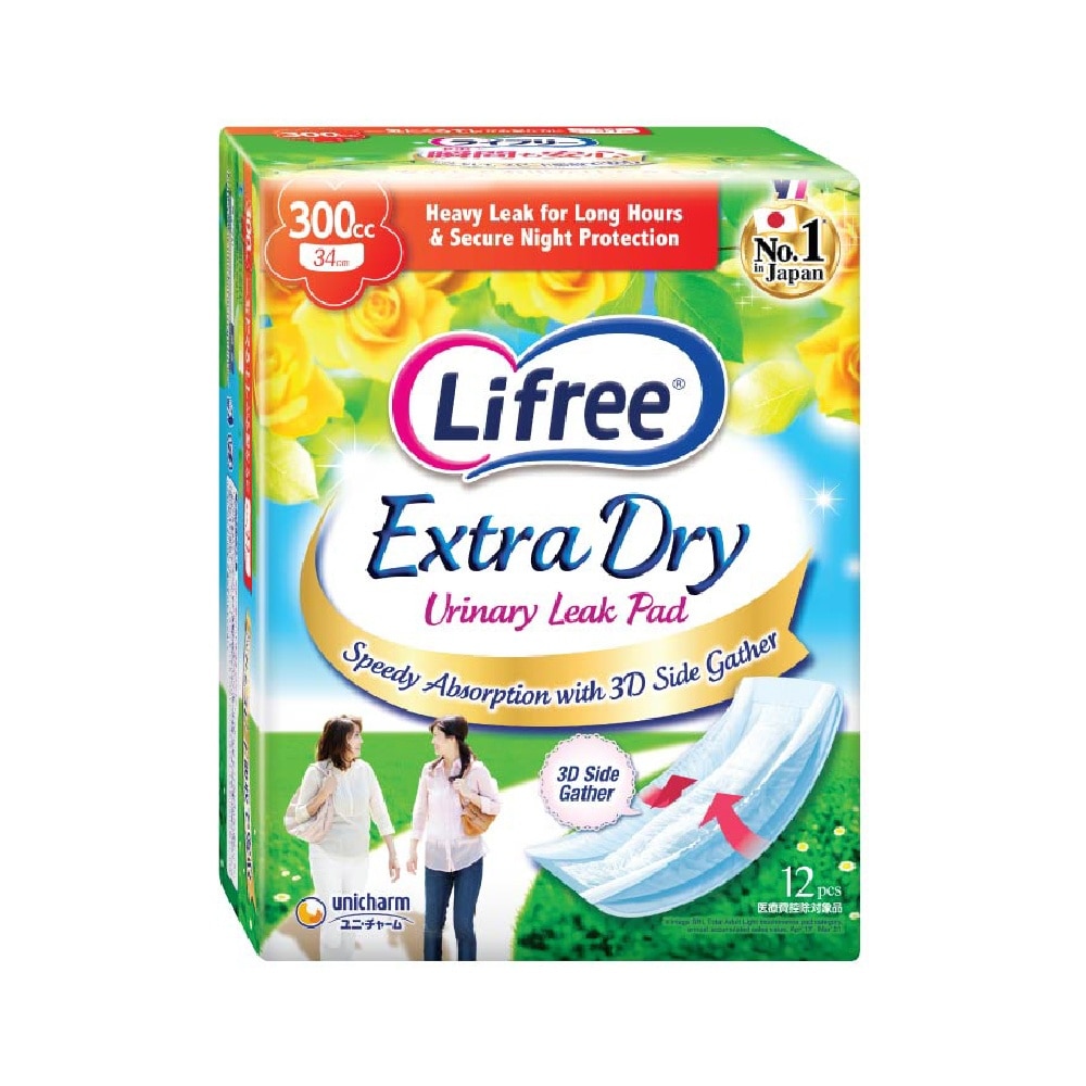 Extra Dry Urinary Leak Pad 300cc 34cm x 12s