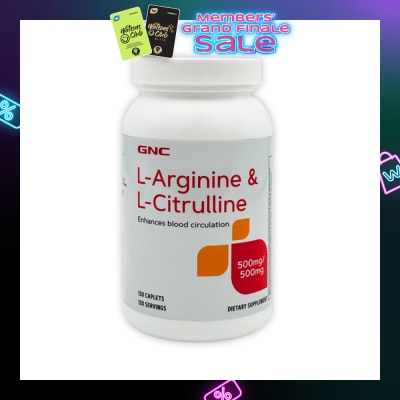 GNC L-Arginine 500mg & L-Citrulline 500mg Caplet 120s