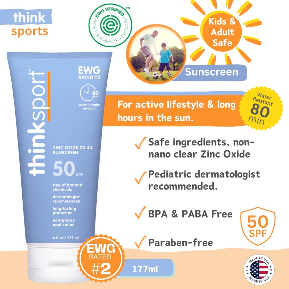 Zinc Oxide 23.4% Sunscreen SPF50 (Free Of Harmful Chemicals, Long-Lasting Protection & Non-Greasy Application) 177ml