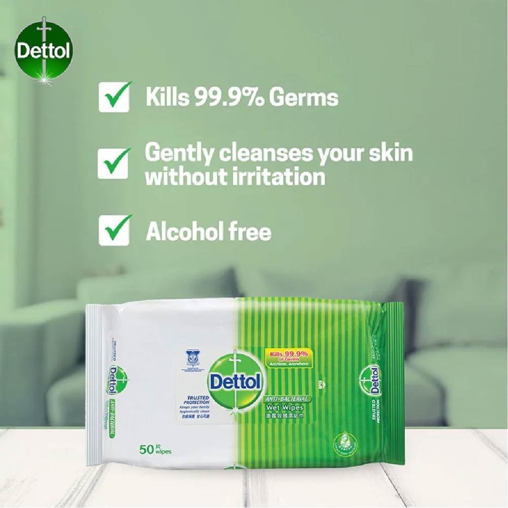 Anti-Bacterial Wet Wipes Original (Removes 99.9% Germs) 50s