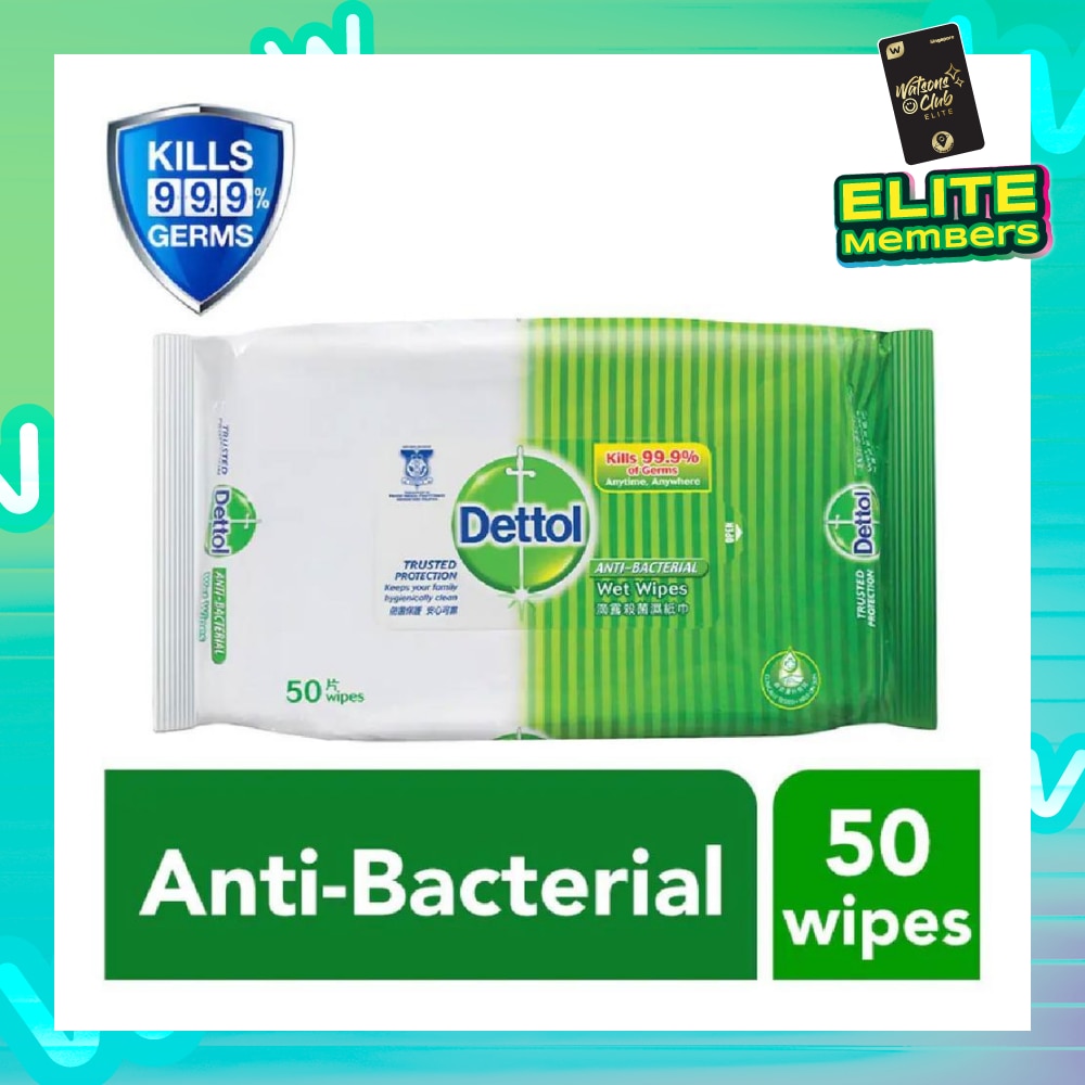 Anti-Bacterial Wet Wipes Original (Removes 99.9% Germs) 50s