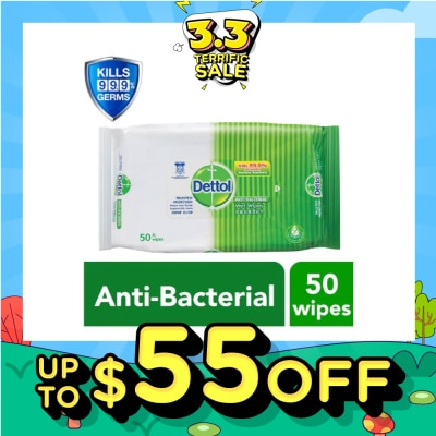 DETTOL Anti-Bacterial Wet Wipes Original (Removes 99.9% Germs) 50s