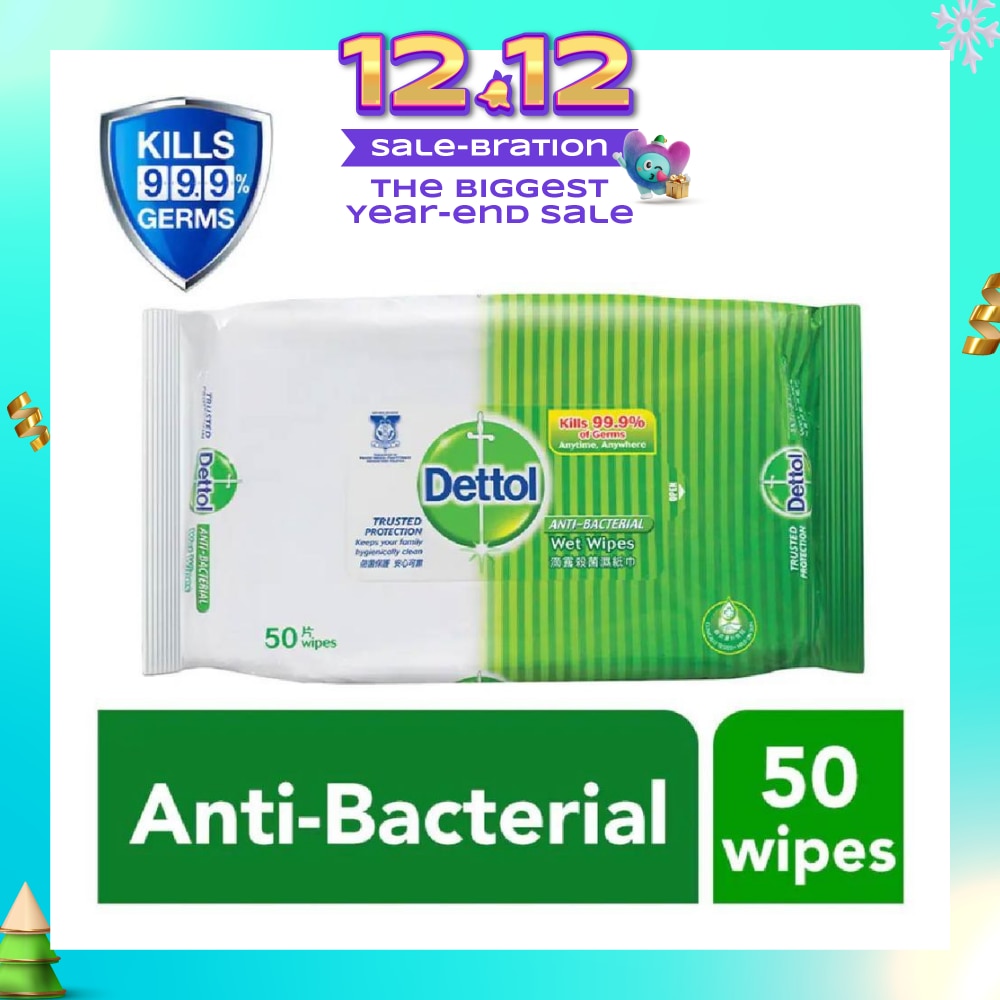 Anti-Bacterial Wet Wipes Original (Removes 99.9% Germs) 50s