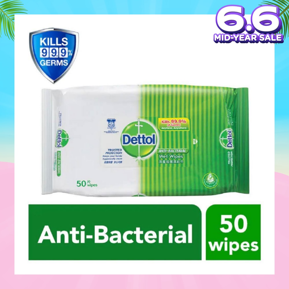Anti-Bacterial Wet Wipes Original (Removes 99.9% Germs) 50s