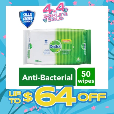 DETTOL - Anti-Bacterial Wet Wipes Original (Removes 99.9% Germs) 50s
