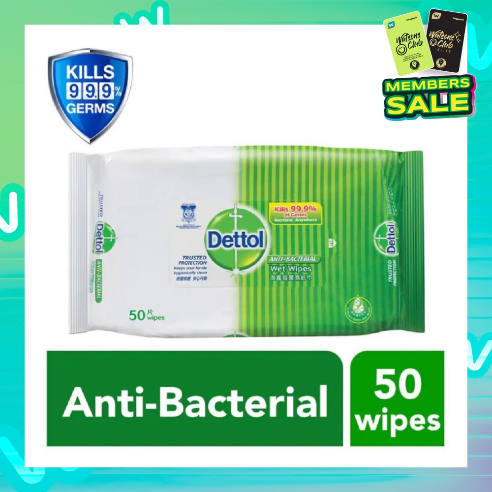Anti-Bacterial Wet Wipes Original (Removes 99.9% Germs) 50s
