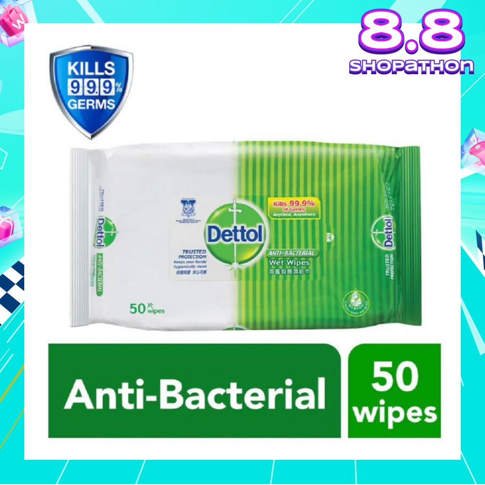 Anti-Bacterial Wet Wipes Original (Removes 99.9% Germs) 50s