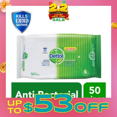 DETTOL Anti-Bacterial Wet Wipes Original (Removes 99.9% Germs) 50s