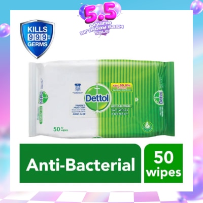DETTOL - Anti-Bacterial Wet Wipes Original (Removes 99.9% Germs) 50s