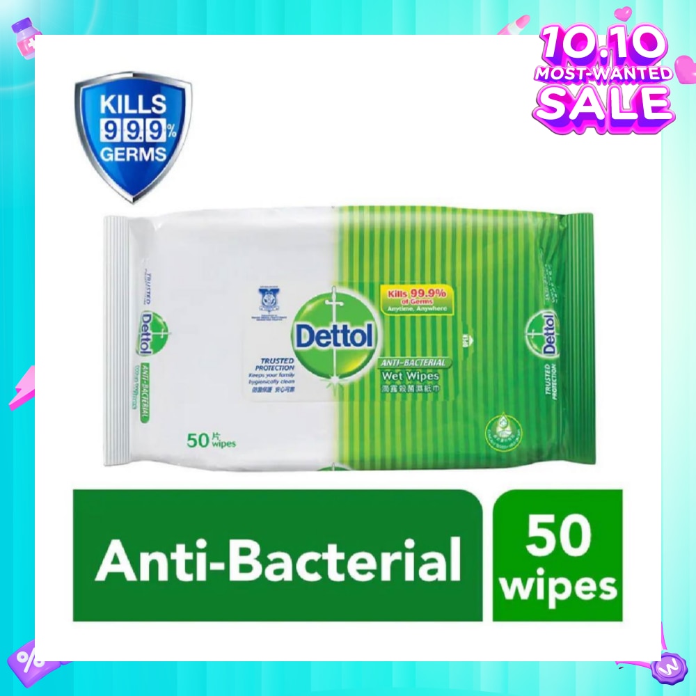 Anti-Bacterial Wet Wipes Original (Removes 99.9% Germs) 50s