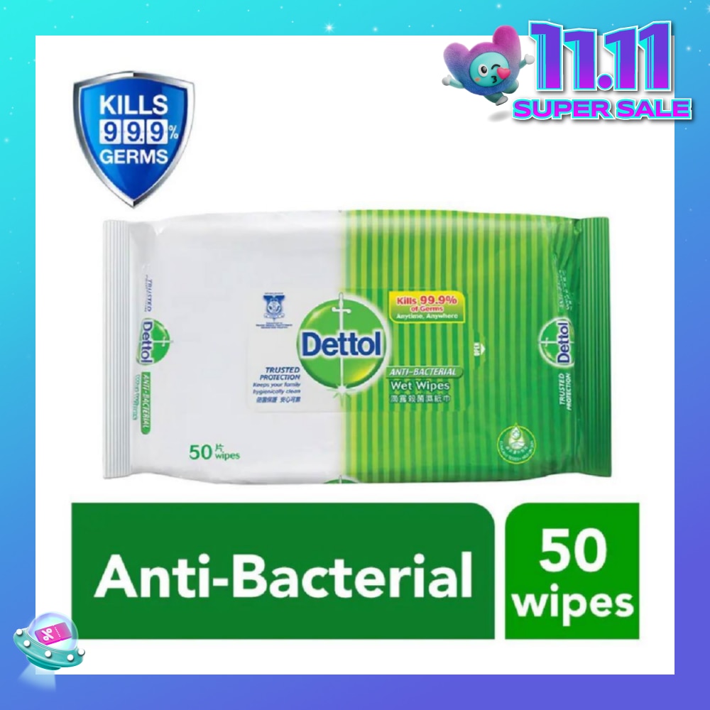 Anti-Bacterial Wet Wipes Original (Removes 99.9% Germs) 50s