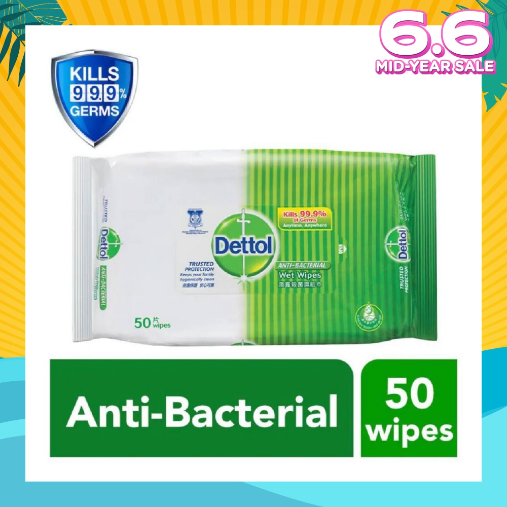 Anti-Bacterial Wet Wipes Original (Removes 99.9% Germs) 50s