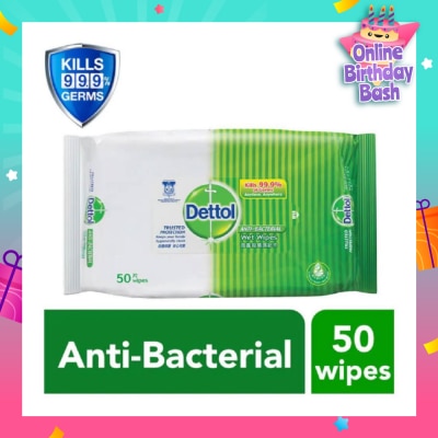 DETTOL Anti-Bacterial Wet Wipes Original (Removes 99.9% Germs) 50s