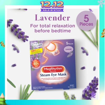 MEGRHYTHM Self Warming Steam Eye Mask Lavender (Relieve Eye Fatigue) 5s