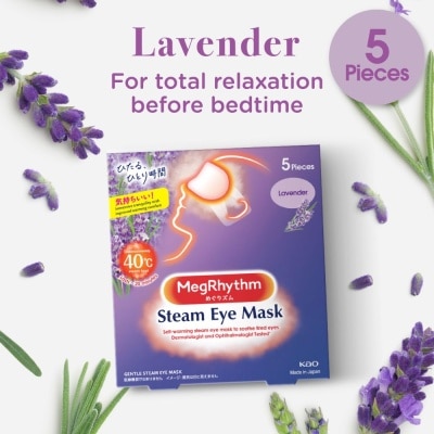 MEGRHYTHM Self Warming Steam Eye Mask Lavender (Relieve Eye Fatigue) 5s