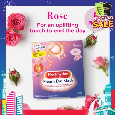 MEGRHYTHM Self Warming Steam Eye Mask Rose (Relieve Eye Fatigue) 5s