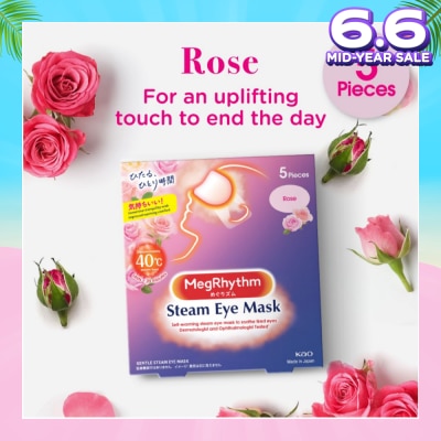 MEGRHYTHM Self Warming Steam Eye Mask Rose (Relieve Eye Fatigue) 5s